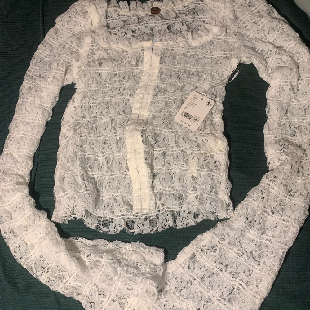 Free People Lace Long Sleeve Top